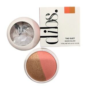 DIBS Beauty The Duet Baked Blush Starstruck NIB 0.3 oz Coral Bronze Glow